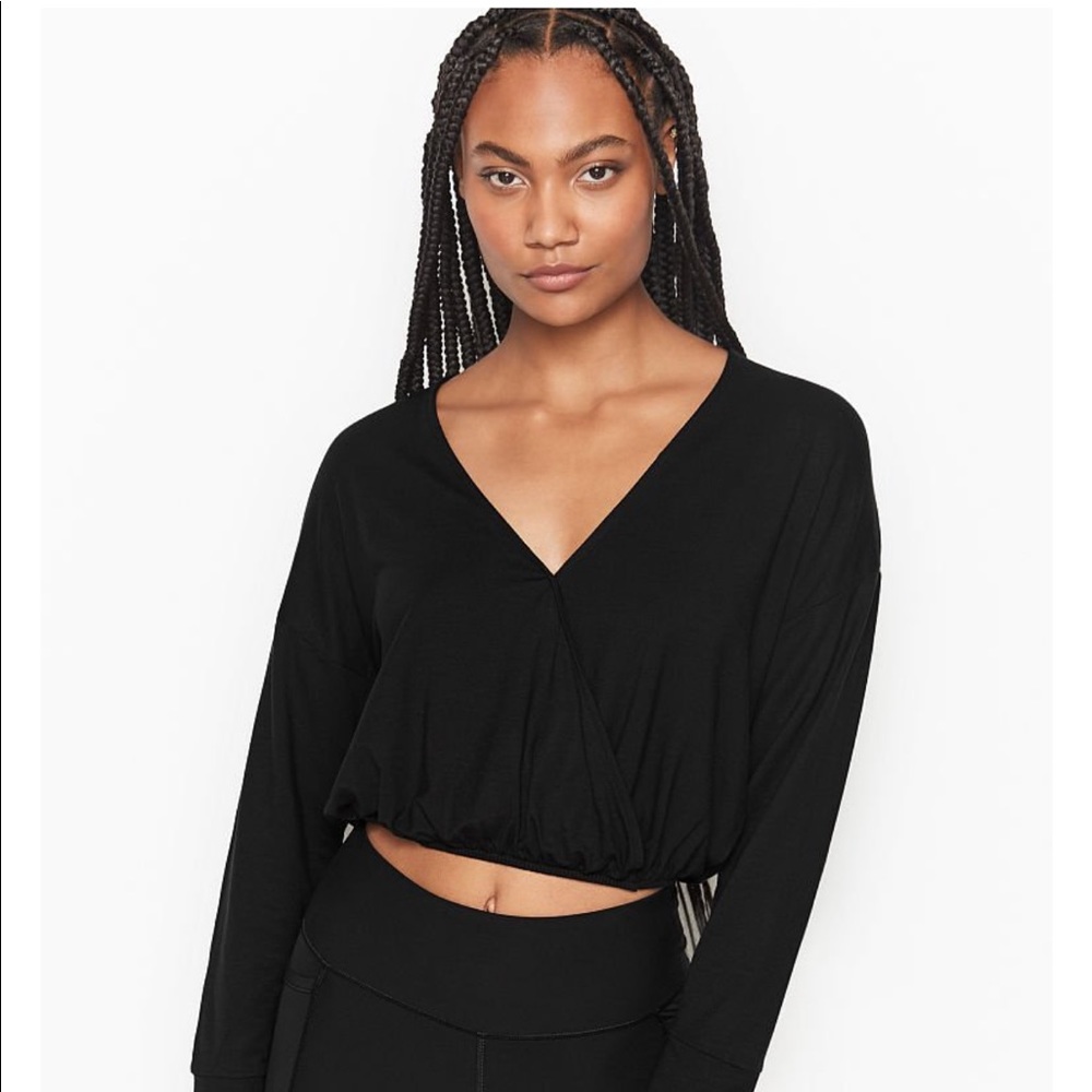 NWOT Victoria Secret cropped long sleeve v neck L